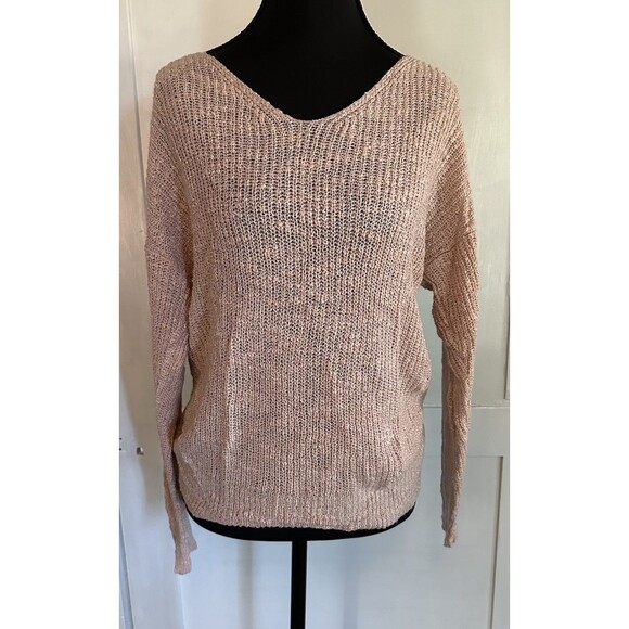 Love Tree Chic Flattering Peach Knit Tie Knot Back Pullover Sweater Womens Sz S - Picture 1 of 7